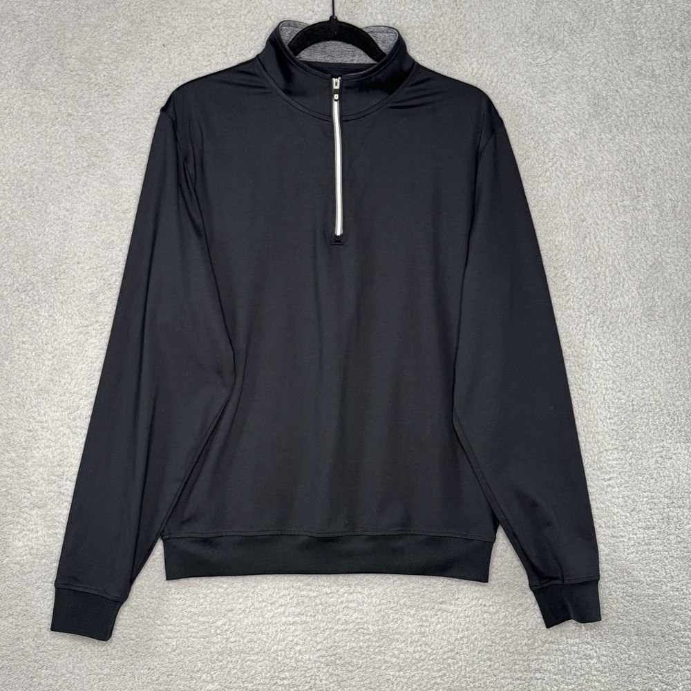 Footjoy Performance Half-Zip Pullover Black Windshirt Mens Medium Stretch Logo